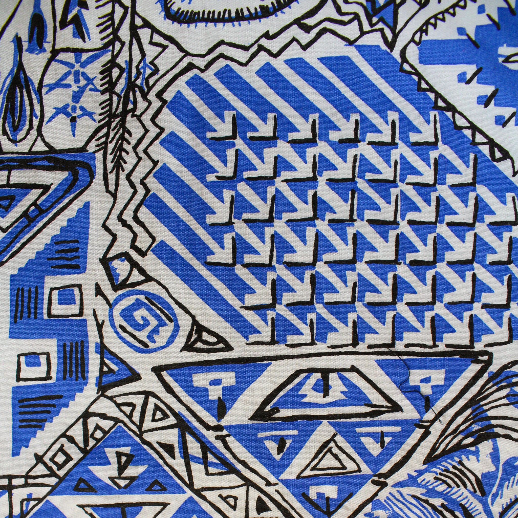 50s scarf or bandana usa-made designer textile harwood steiger desert story blue bandana