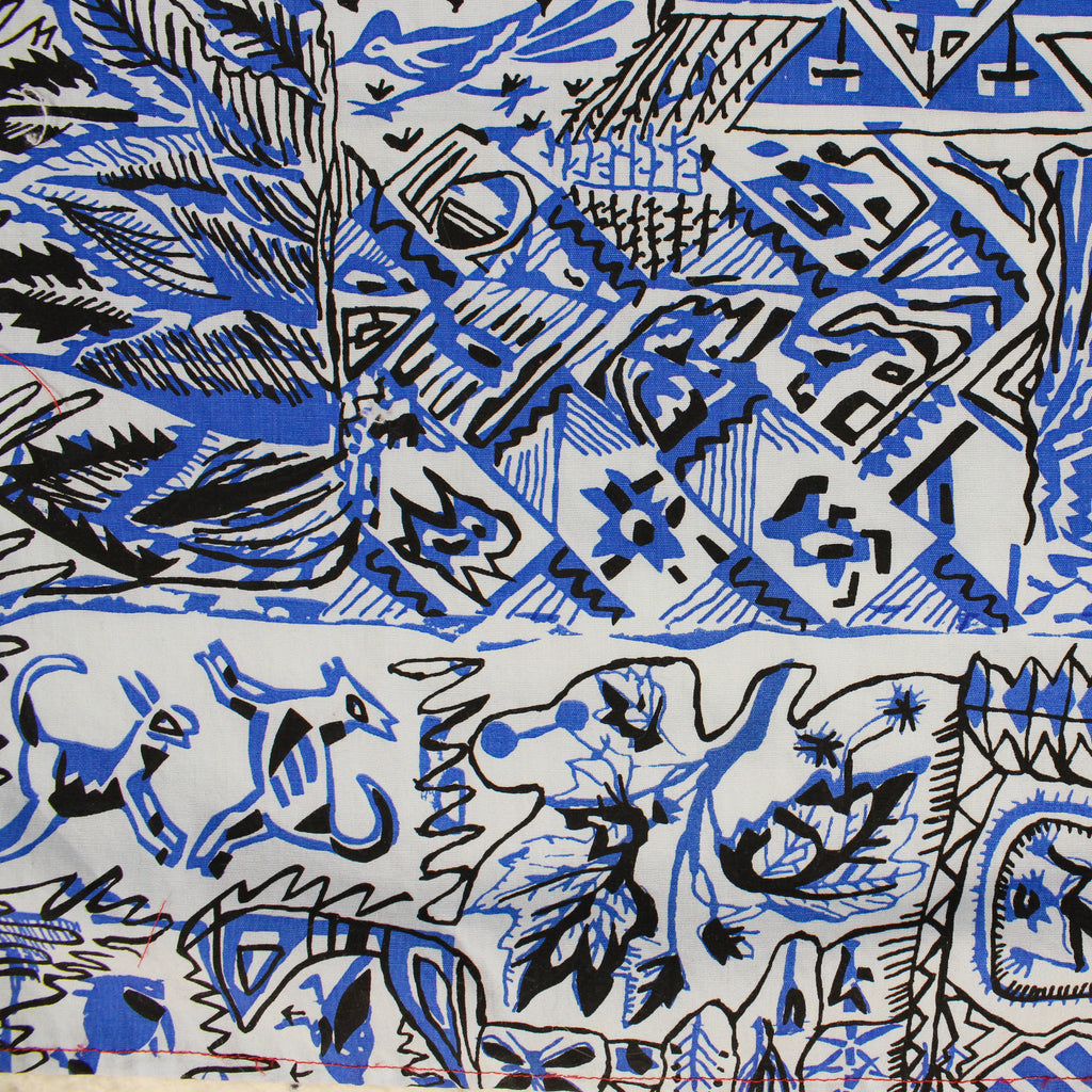 50s scarf or bandana usa-made designer textile harwood steiger desert story blue bandana