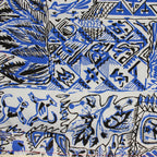 50s scarf or bandana usa-made designer textile harwood steiger desert story blue bandana