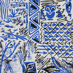 50s scarf or bandana usa-made designer textile harwood steiger desert story blue bandana