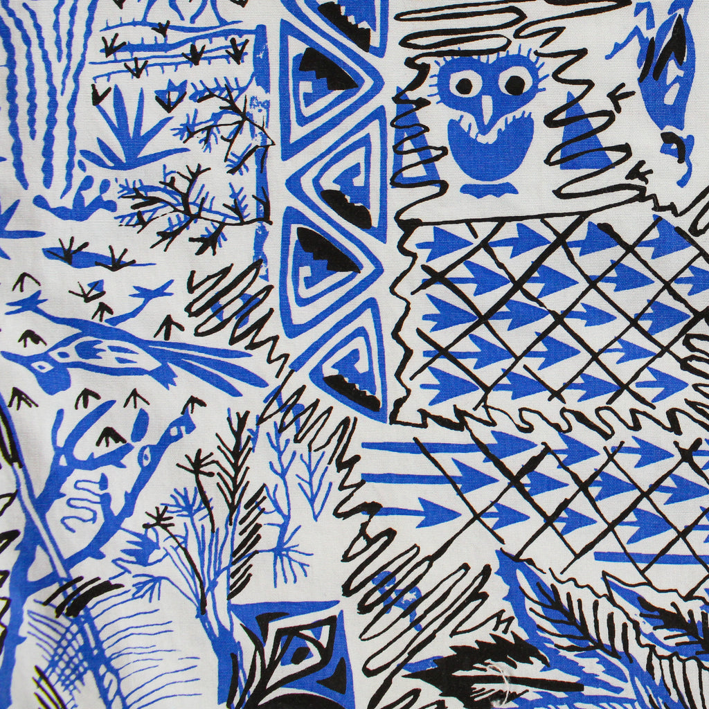 50s scarf or bandana usa-made designer textile harwood steiger desert story blue bandana