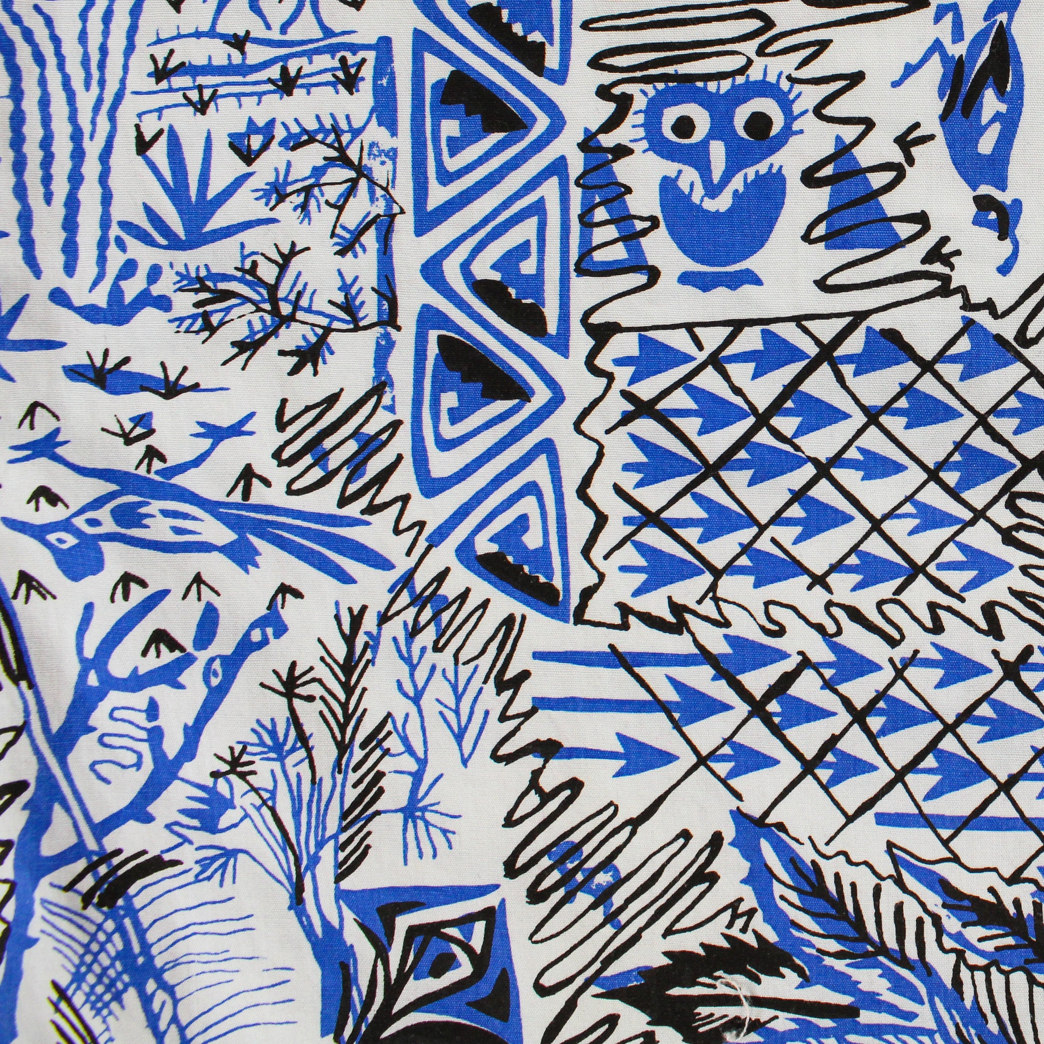 50s scarf or bandana usa-made designer textile harwood steiger desert story blue bandana