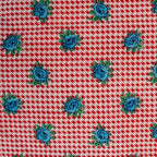 60s vintage textile blue rose houndstooth bandana, image 1
