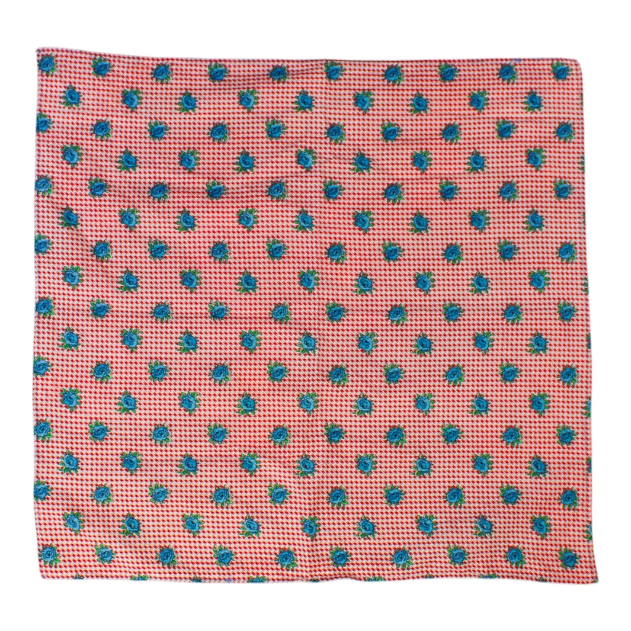 60s vintage textile blue rose houndstooth bandana, image 2