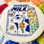 folk milk carton embroidery kit, view 2