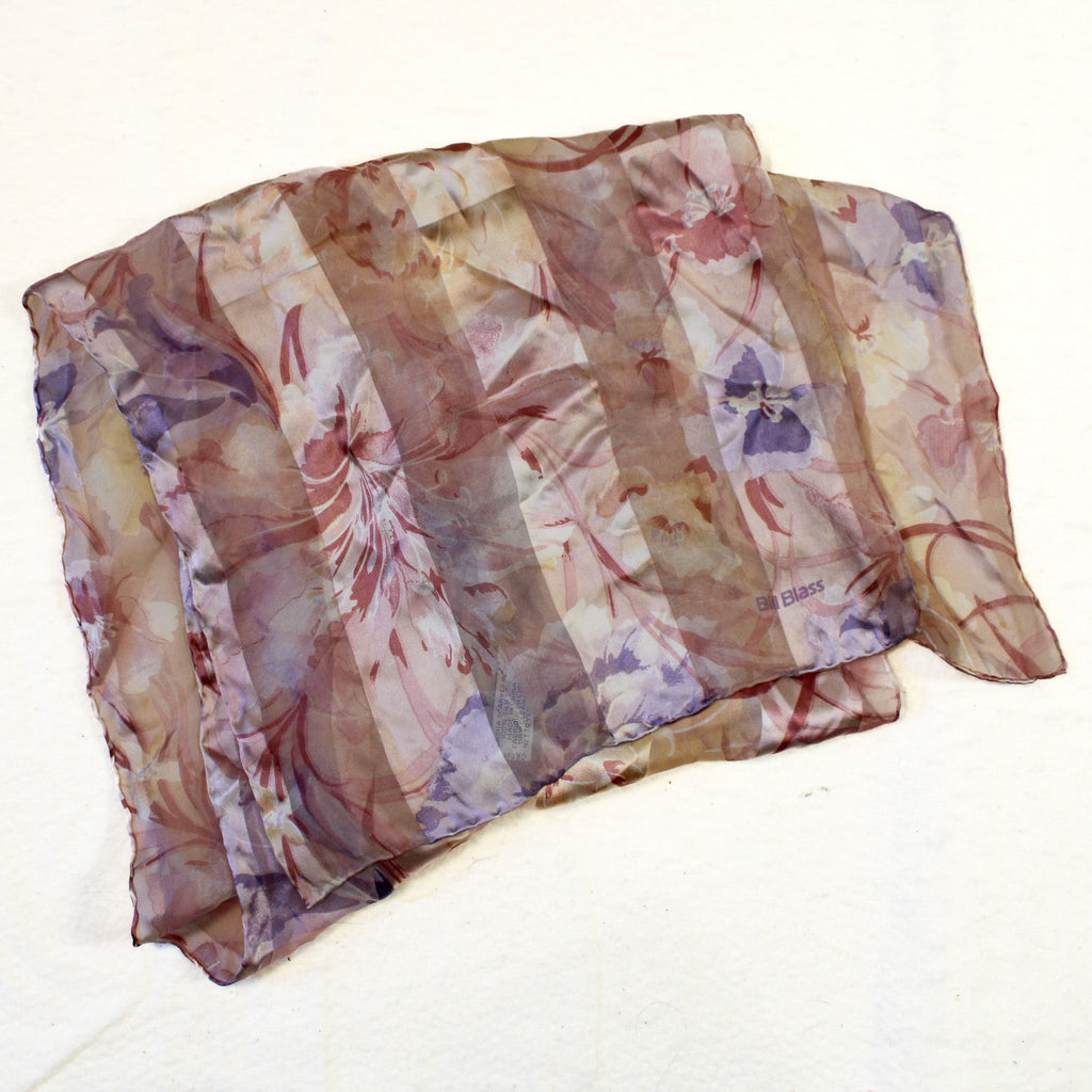 vintage bill blass floral silk scarf — pink/mauve