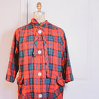 50s saybury quilted tartan plaid bed jacket - front full view