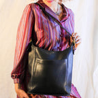 90s coach black leather bucket shoulder bag h8p-9060