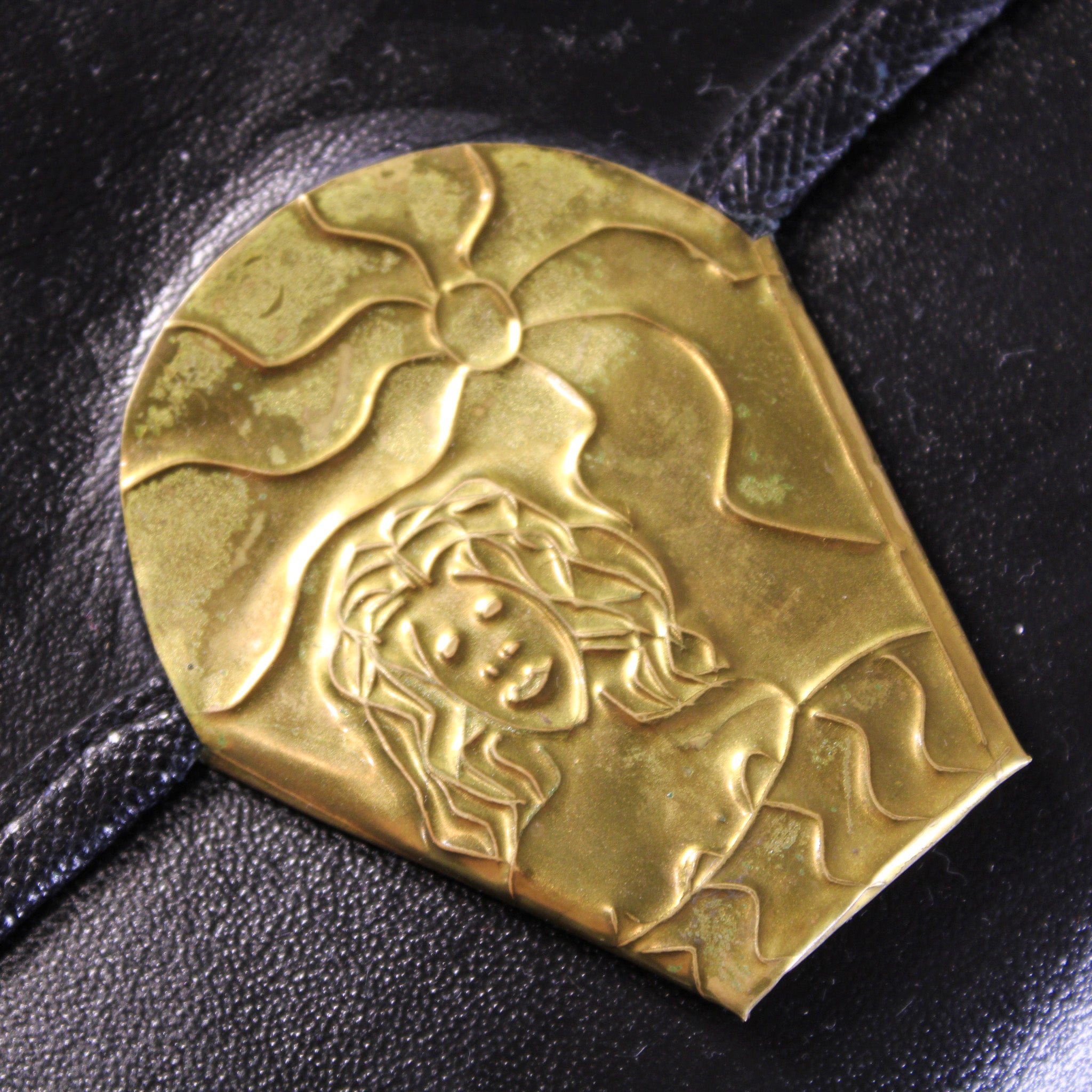 80s mille fiori surrealist brass relief purse - studio metalwork