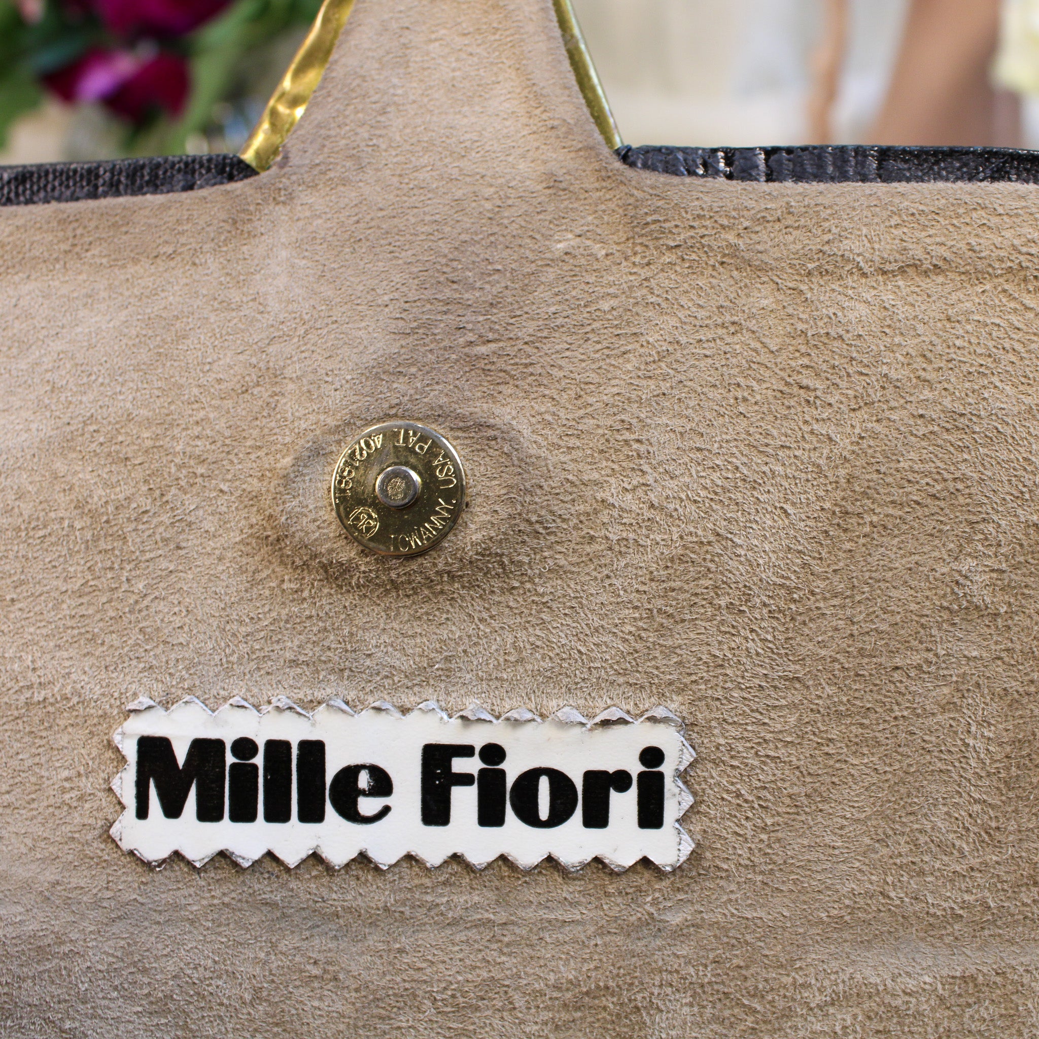 80s mille fiori surrealist brass relief purse - studio metalwork