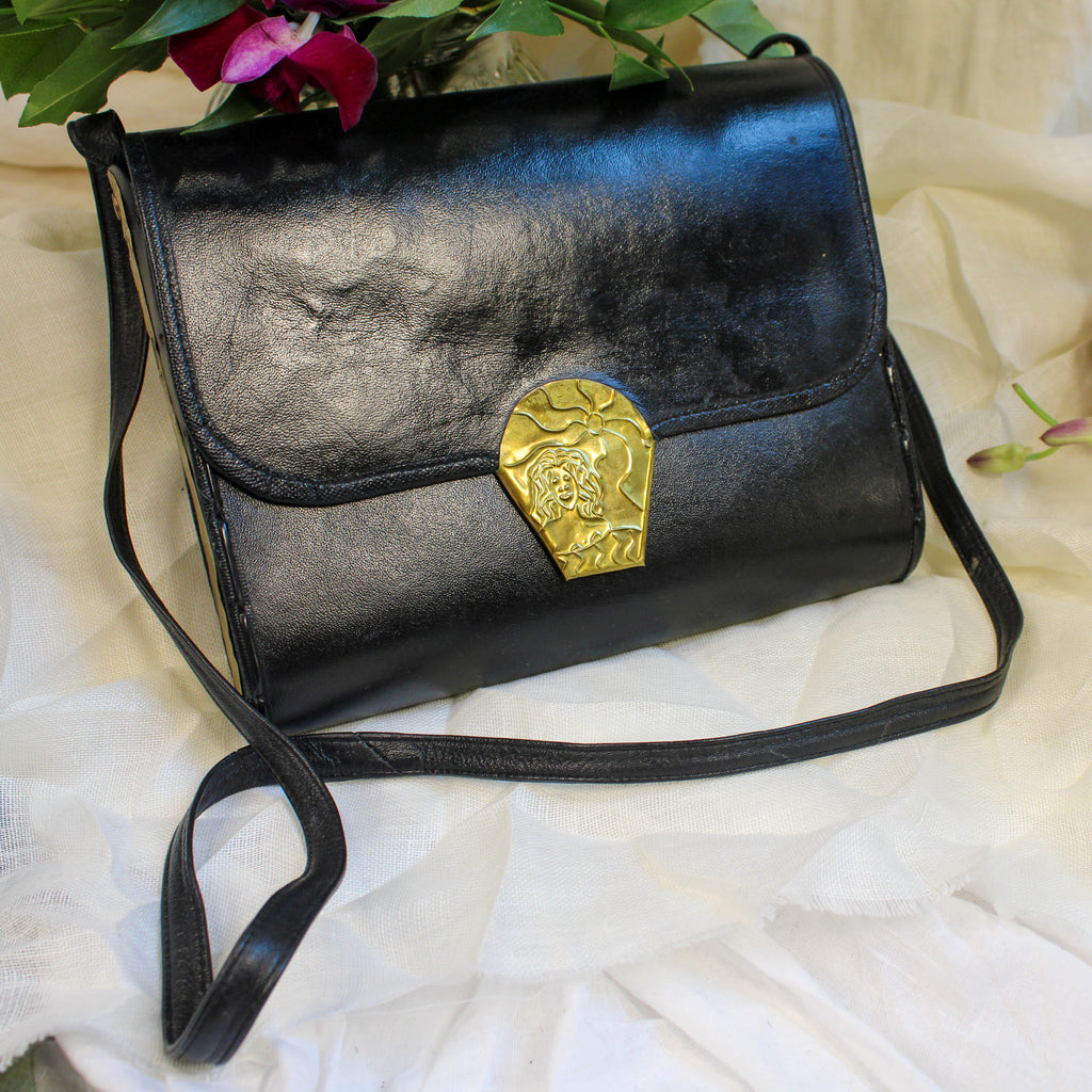 80s mille fiori surrealist brass relief purse - studio metalwork