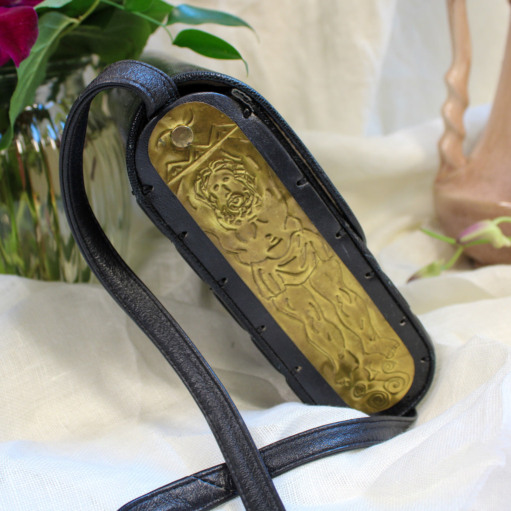 80s mille fiori surrealist brass relief purse - studio metalwork
