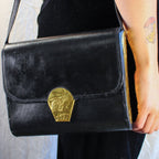 80s mille fiori surrealist brass relief purse - studio metalwork
