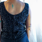 Front view beaded wool shell