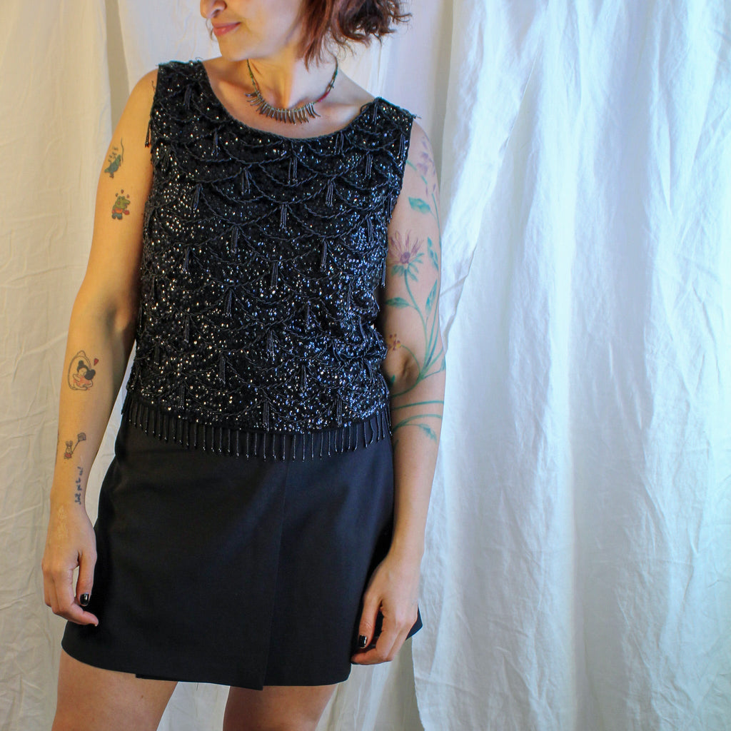 Back view with metal zipper