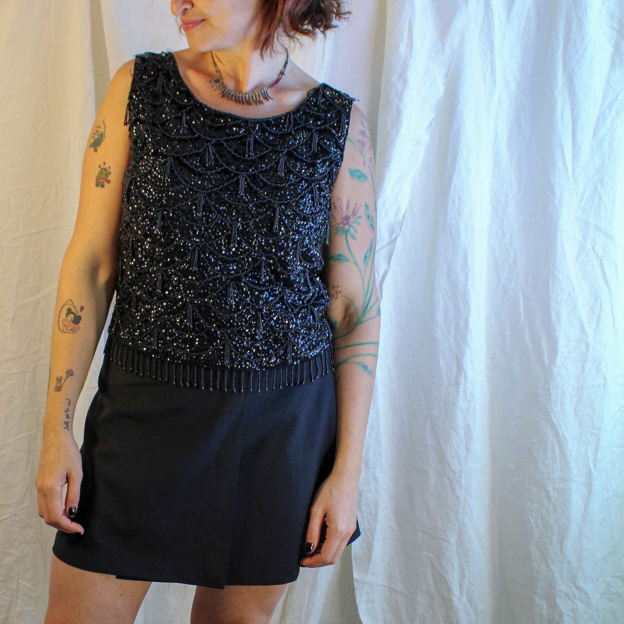 Back view with metal zipper