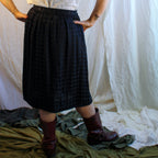 80s frank young black silk houndstooth skirt - image 1