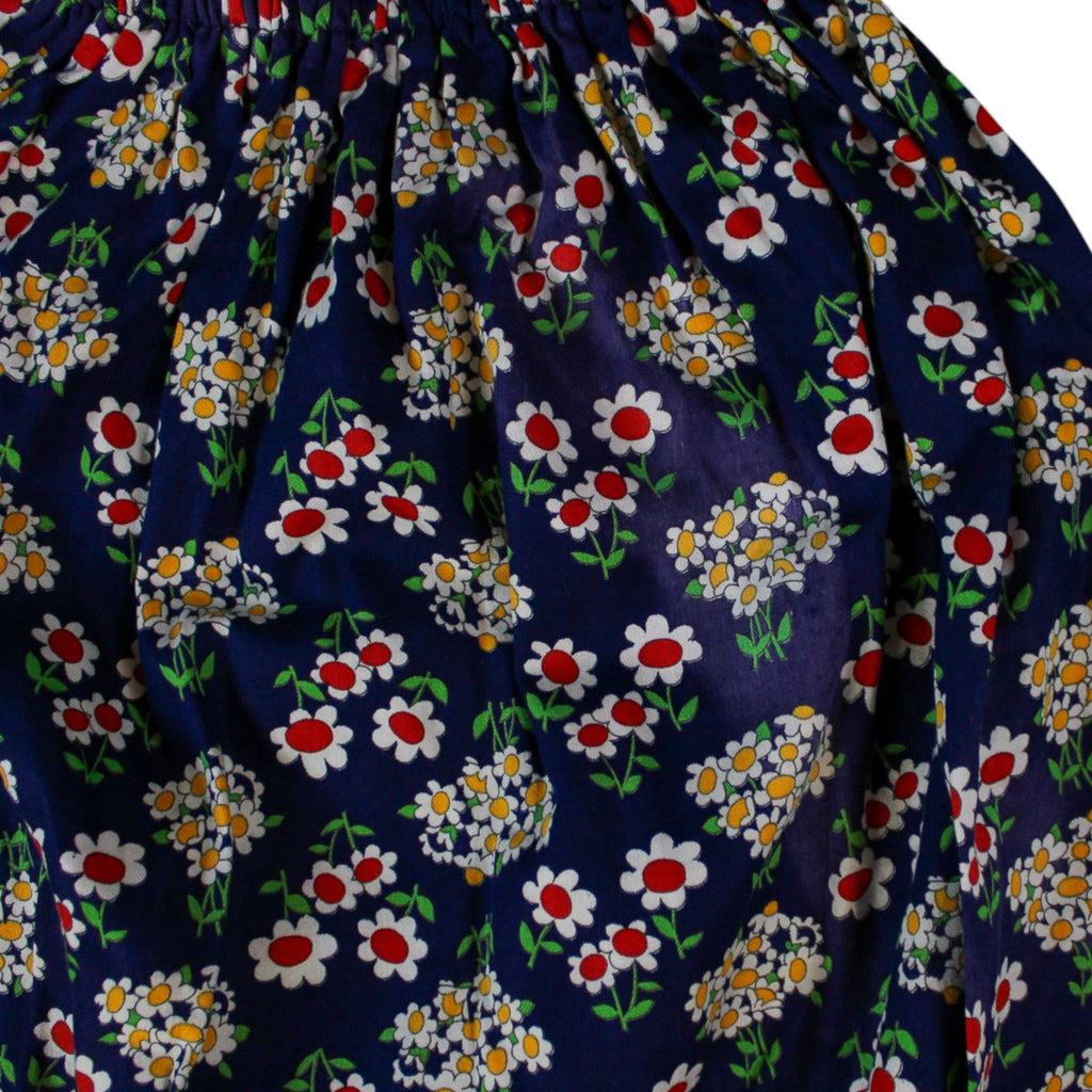 70s navy daisy print elastic waist maxi skirt – s/m – image 3