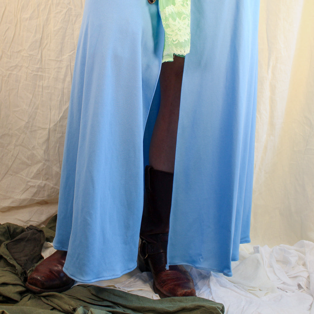 60s/70s blue empire maxi robe - vintage lingerie