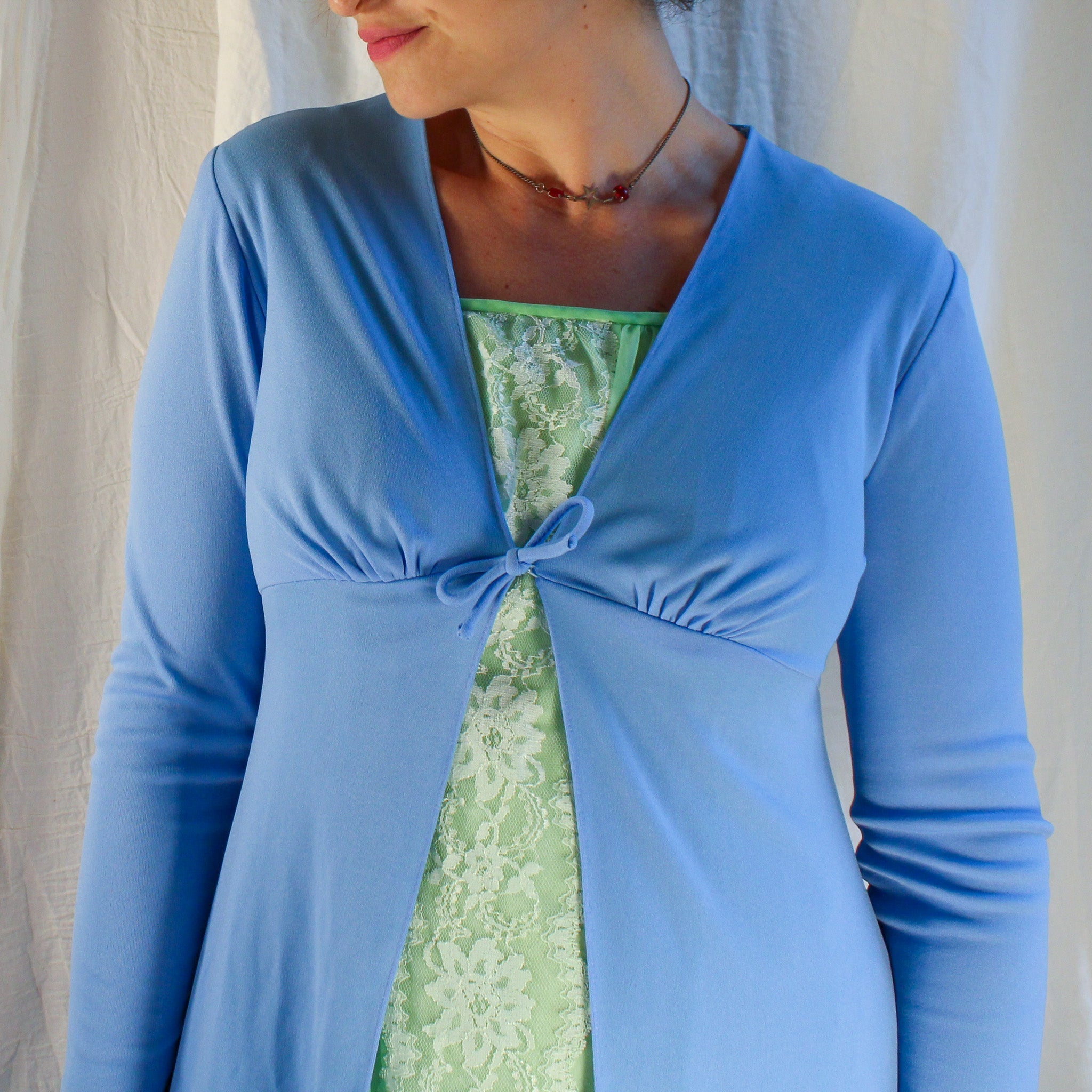 60s/70s blue empire maxi robe - vintage lingerie