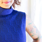 60s cobalt mock neck mini dress, image 5