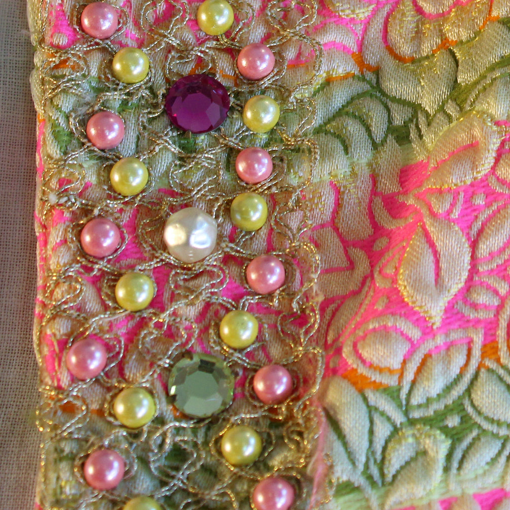 Front view beaded brocade vest