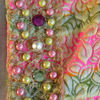 Front view beaded brocade vest