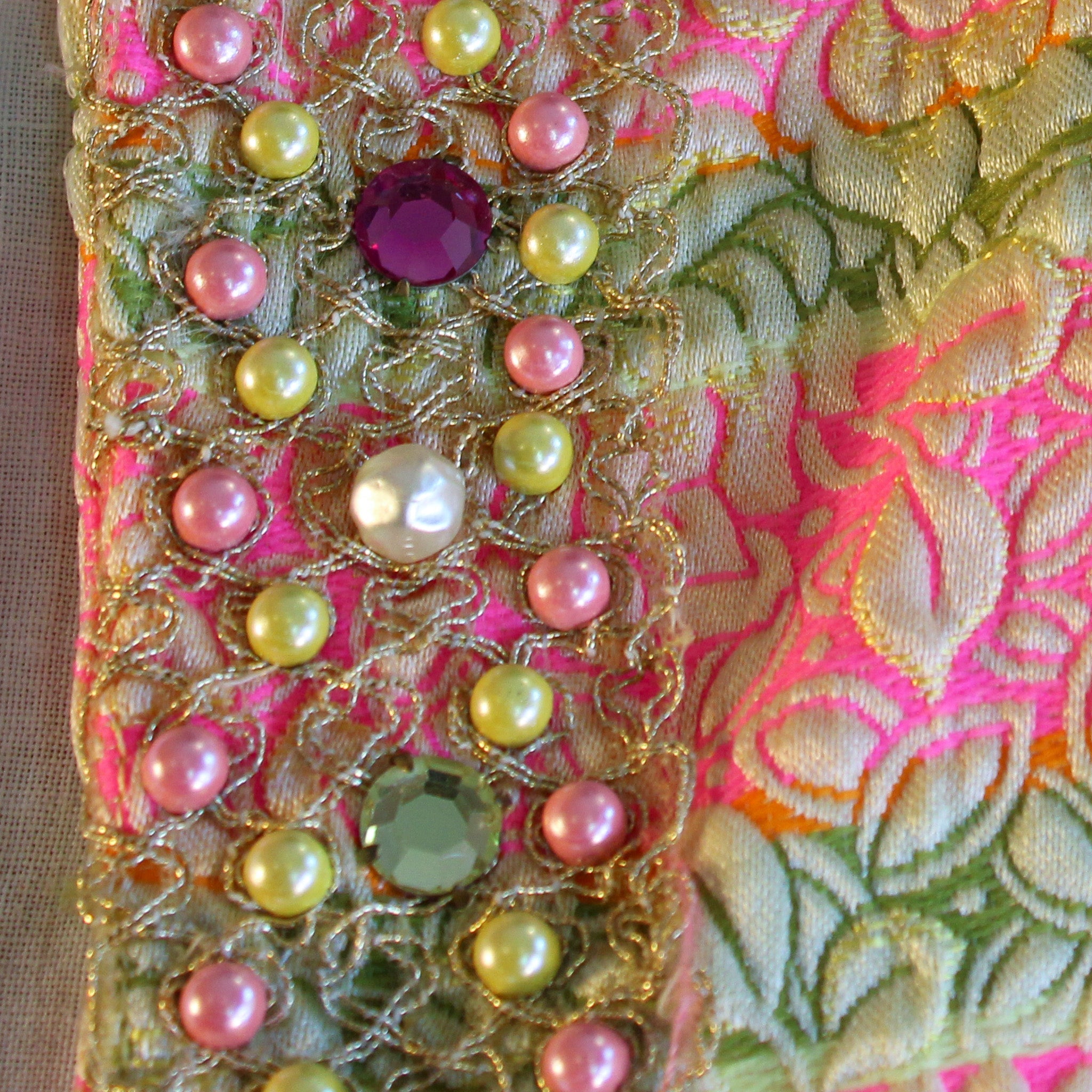 Front view beaded brocade vest