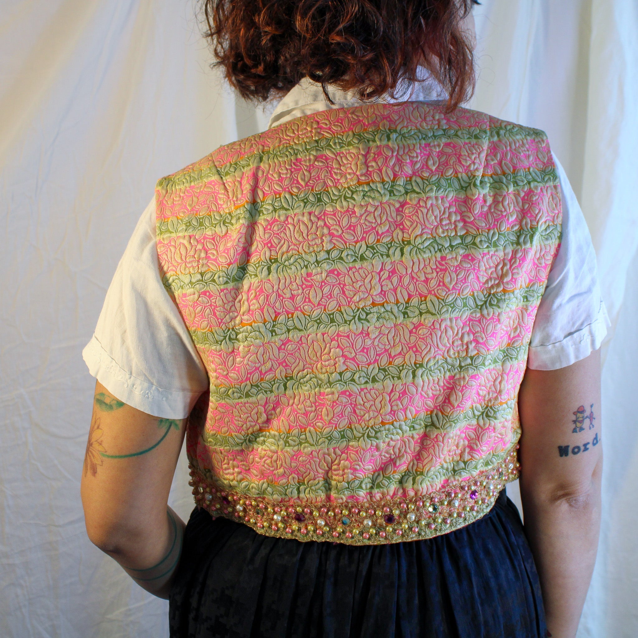 Back view brocade vest
