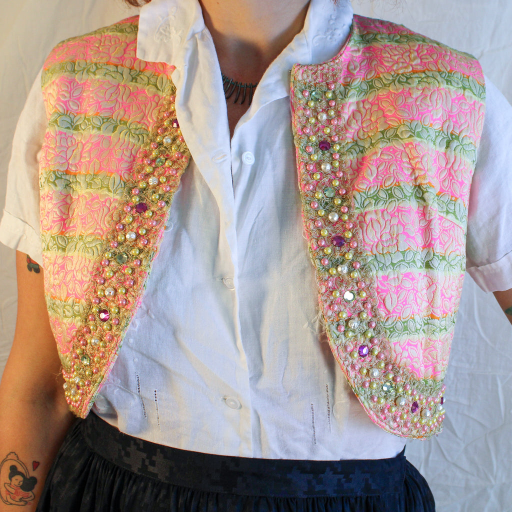 Front open brocade vest