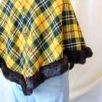 60s ponchos originals arizona yellow plaid fur trim poncho