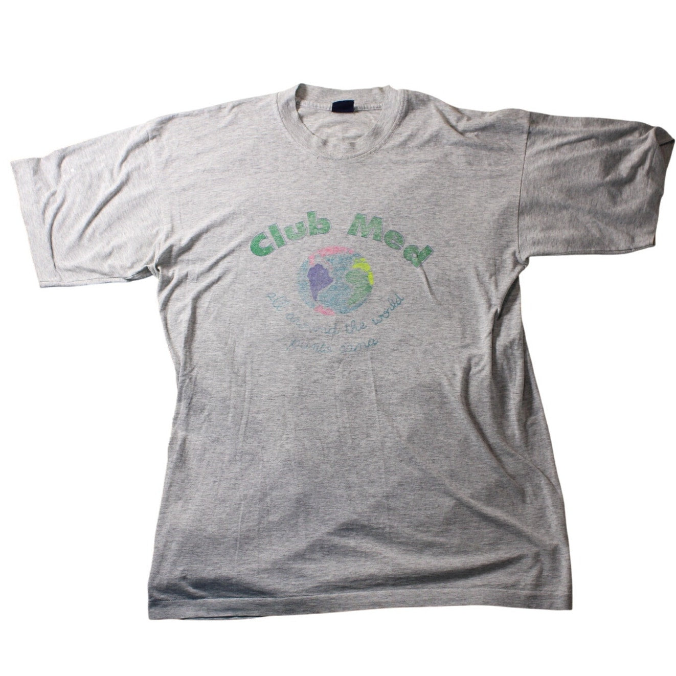 90s club med single-stitch tee heather grey