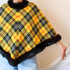 60s ponchos originals arizona yellow plaid fur trim poncho