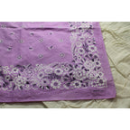 70s–80s lavender floral bandana – made in usa, 100% cotton