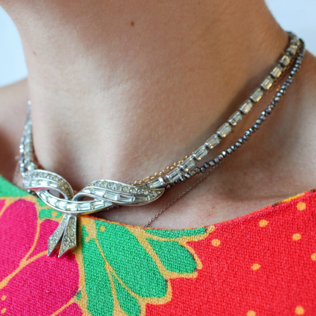 50s marcel boucher clear rhinestone choker