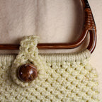 60s retro white acrylic crochet shoulder bag