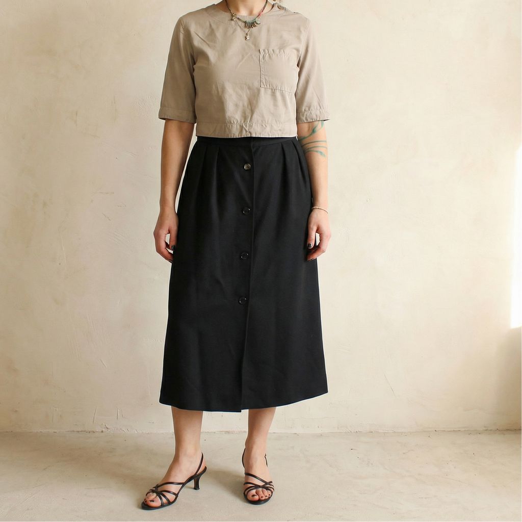 70s givenchy paris black wool skirt