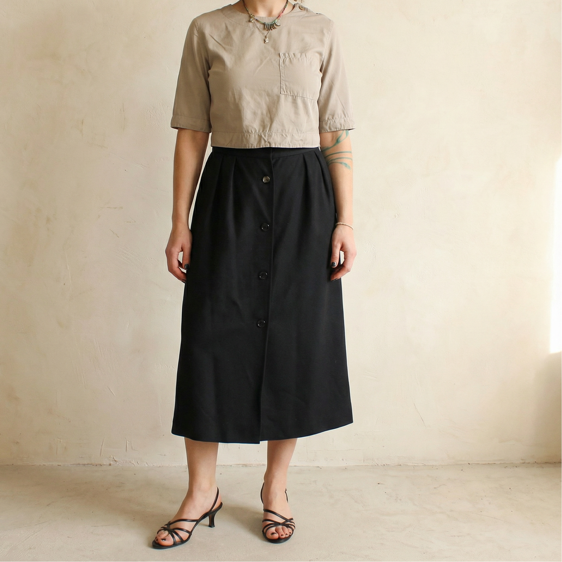 70s givenchy paris black wool skirt