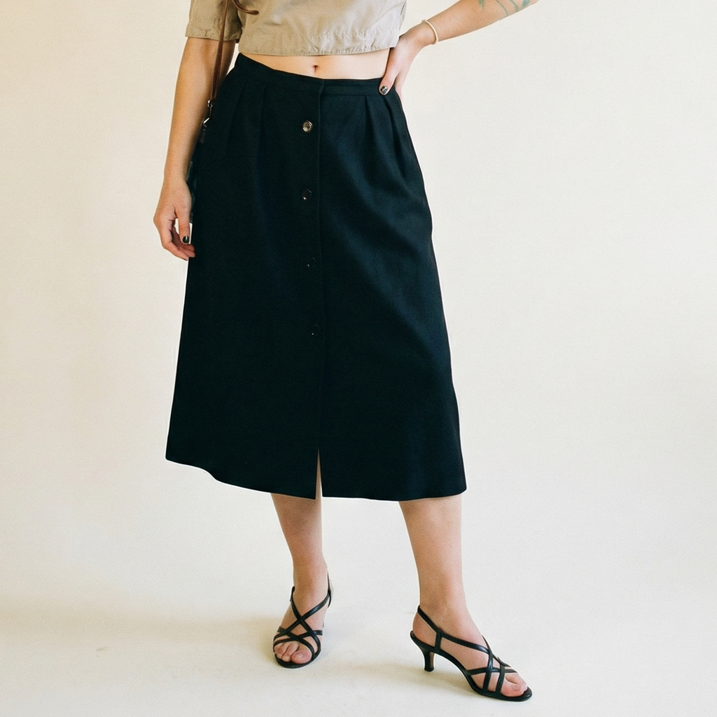 70s givenchy paris black wool skirt
