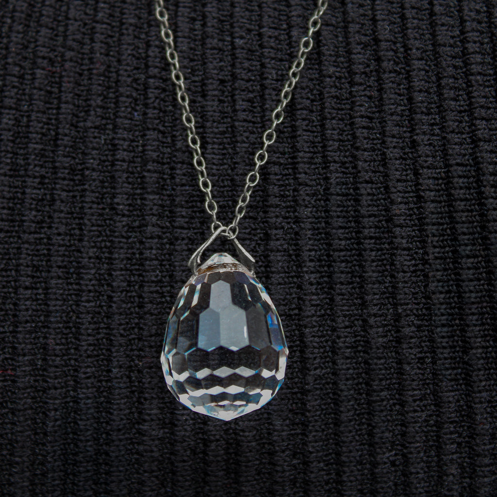 Detail view of crystal drop pendant