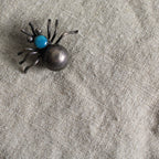 50s sterling silver spider brooch turquoise stone