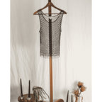 90s stenay silver beaded mesh top s/m