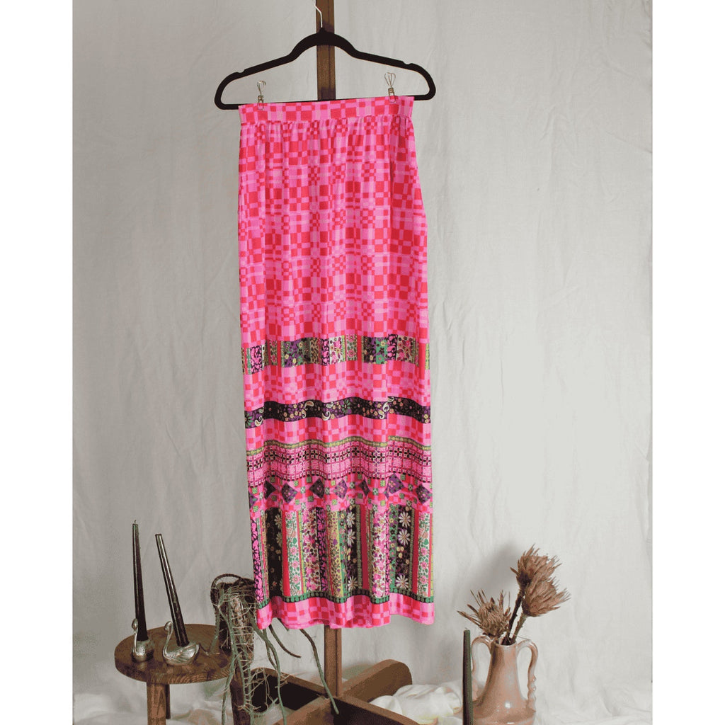 70s Lorraine Psychedelic nylon maxi skirt