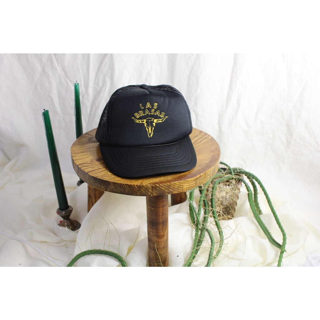 80s las brasas black mesh trucker hat