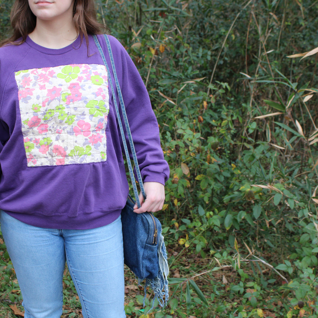 y2k denim buckle fringe shoulder bag w/ gold hardware