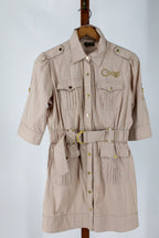 y2k coogi rhinestone tiger safari shirt dress - front