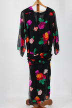 80s norma walters rose print dress - back