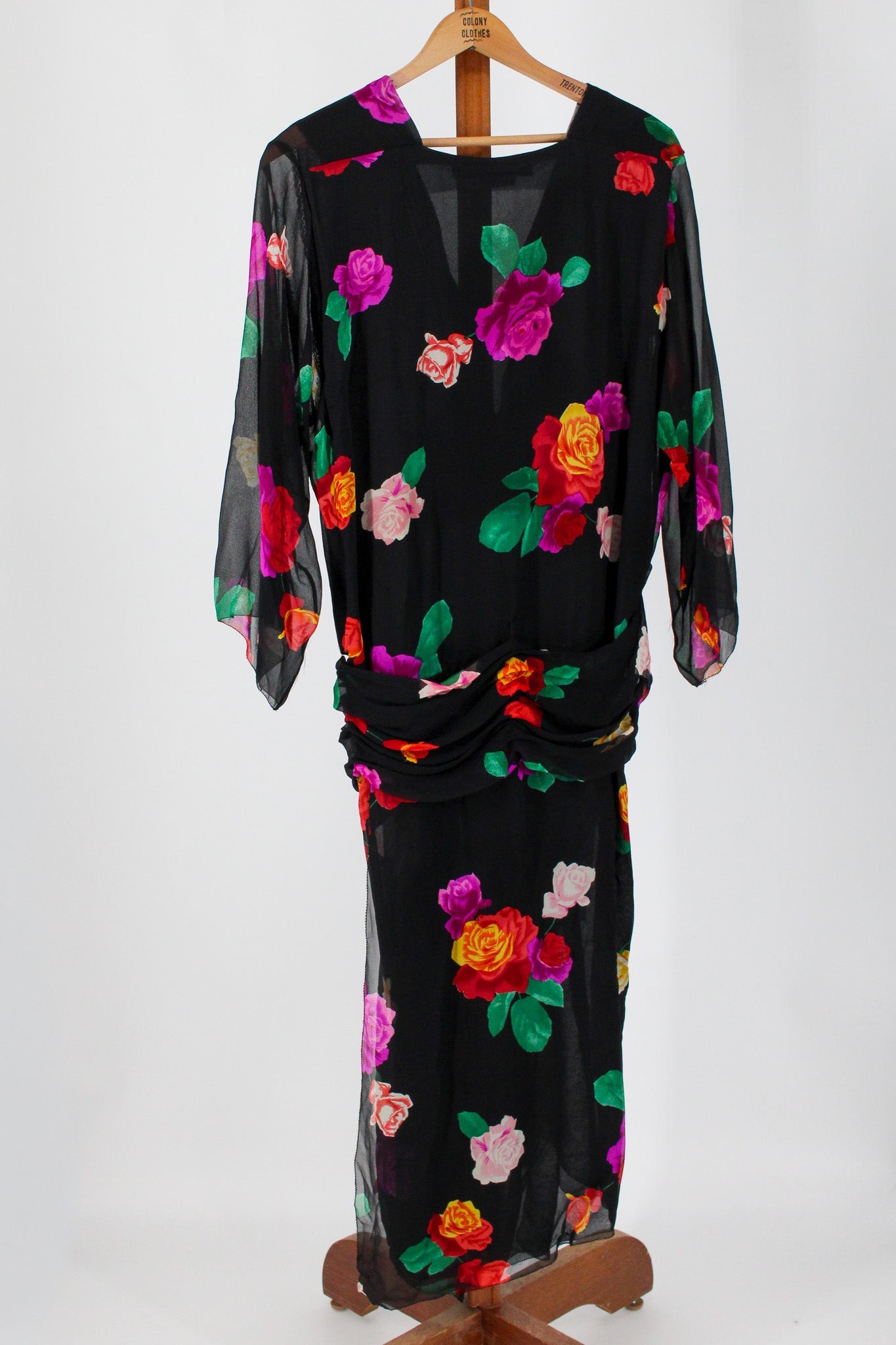 80s norma walters rose print dress - back