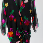 wrap bodice and knotted sarong drape detail