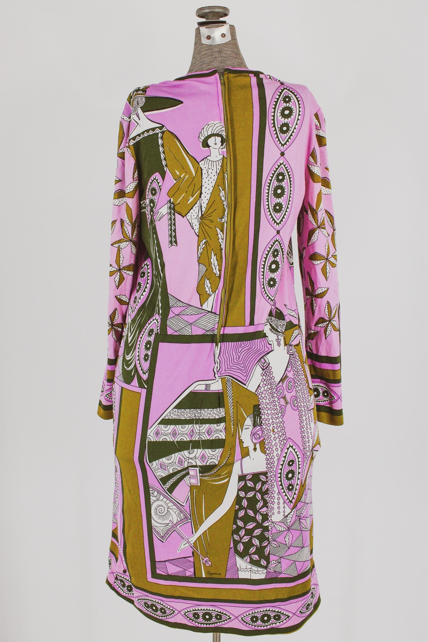 70s paganne deco ladies midi dress - back